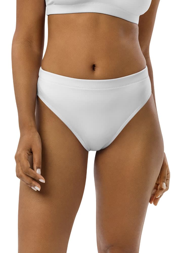 All-Over Print High-Waisted Bikini Bottom – White