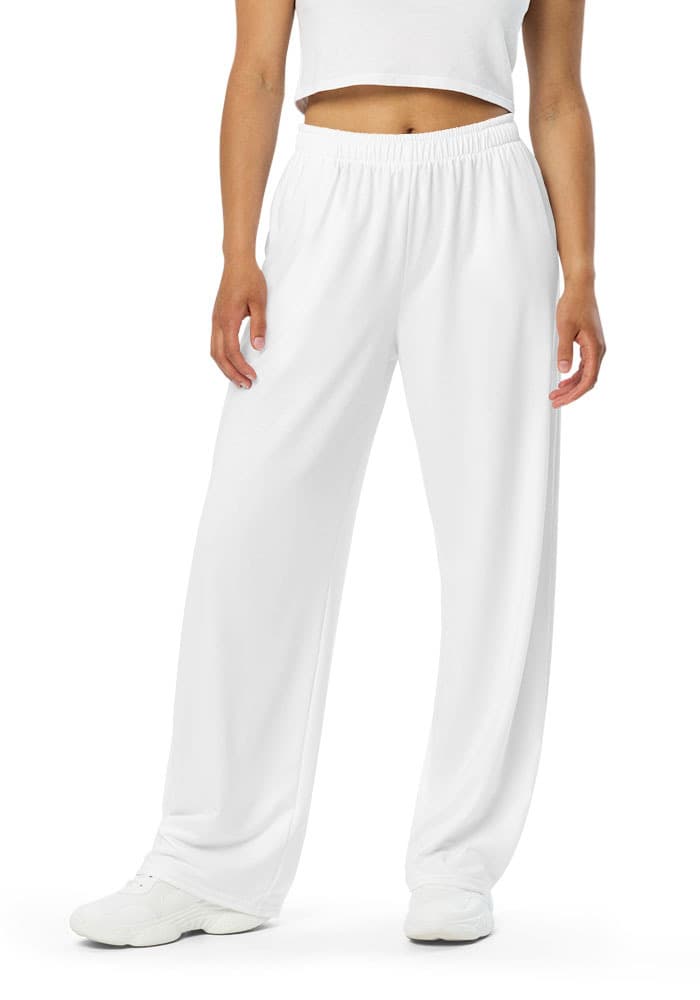 All-Over Print Unisex Wide-Leg Pants – White